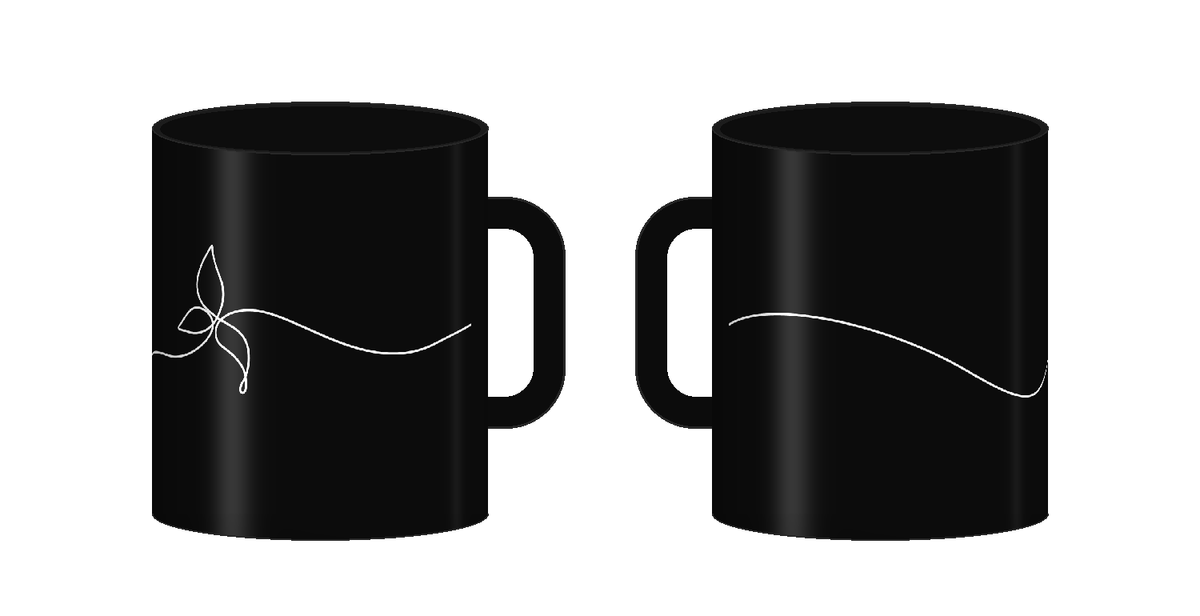 Corium 21 Brand Line Mug in Black, two views