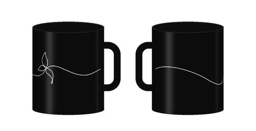 Corium 21 Brand Line Mug in Black, two views
