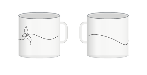 Corium 21 Brand Line Mug, Enamel Camp 12 oz, two views