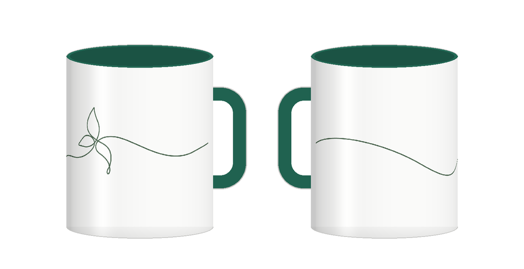 Corium 21 Brand Line Mug, Green Inside, two views