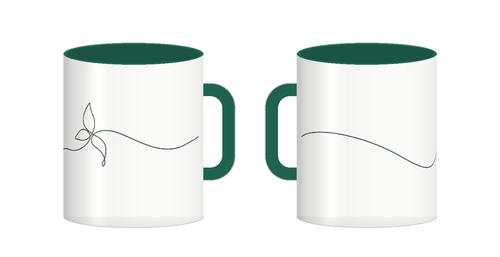 Corium 21 Brand Line Mug, Green Inside, two views